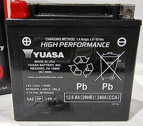  Batteria moto AGM Yuasa VRLA YTX14H-BS - Pronta all\'uso - 12 V 12 Ah - Dimensioni: 150 x 87 x 147 mm compatibile con Moto Guzzi NEVADA CLASSIC 750 2012