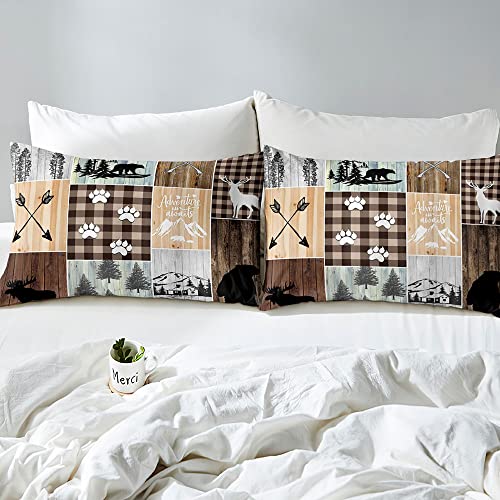 Luvivihome VV-BA002-KING Vivihome 3Pcs Black Bear Moose Deer Duvet Cover, King Bedding Set thumb #3