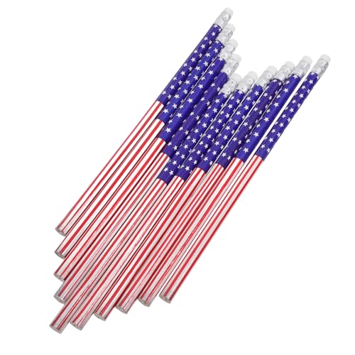 Happyyami アメリカ国旗デザイン 木製鉛筆 60本セット 消しゴム付き 多機能スケッチ用 学校 オフィス向け 軽量 携帯用文具
