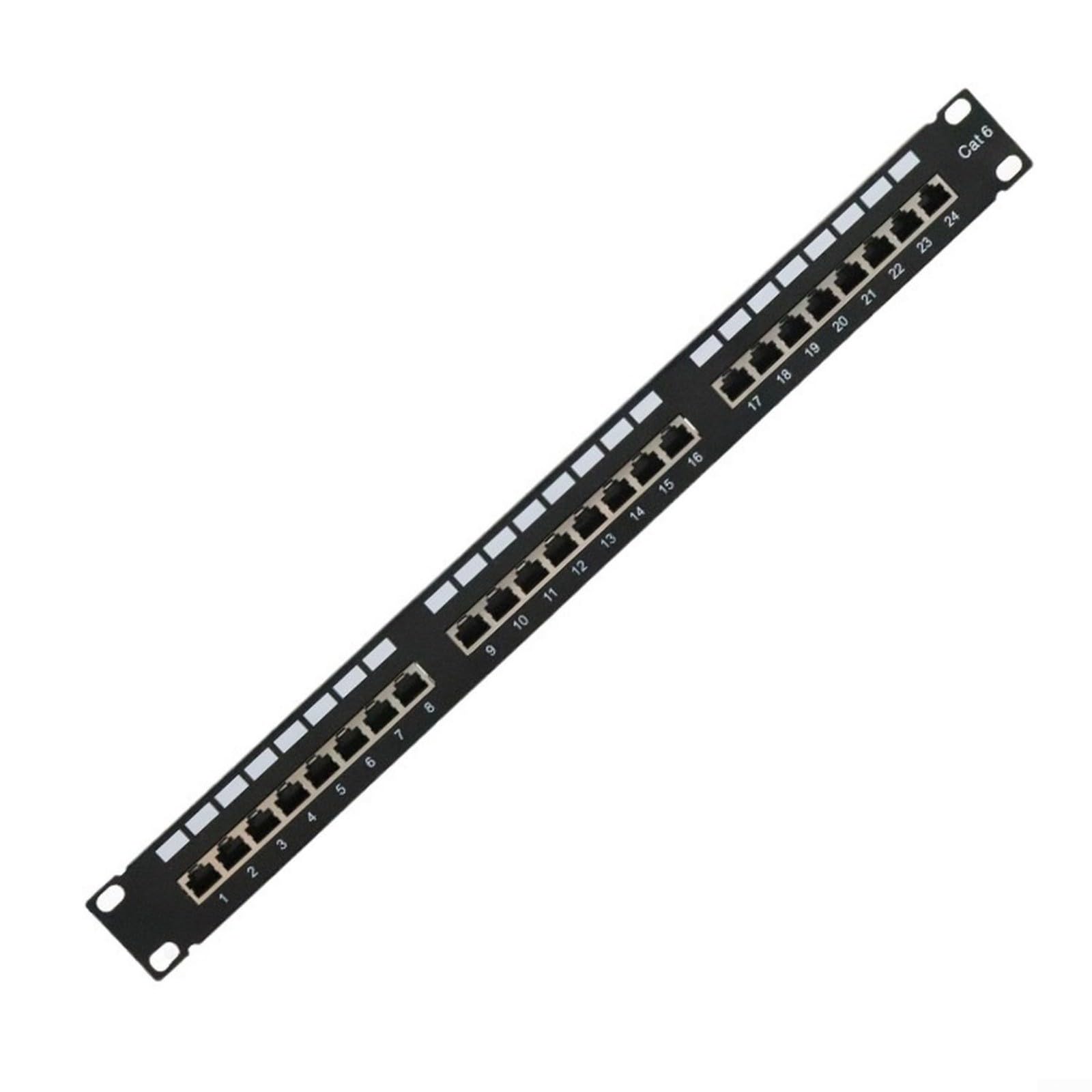 Panneau de brassage 24 ports CAT6 blindé Rackmount Acier laminé à froid Cuivre pur pour le câblage de la salle de serveur