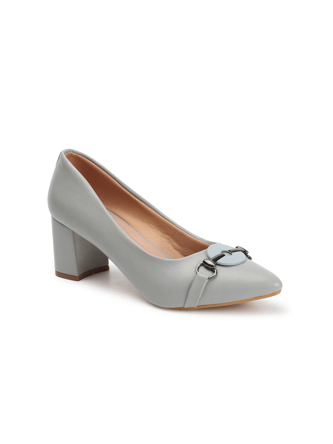 Women Stylish Slipon Pump Shoes with Block Heels, Pointed Toe for Party and Formal Occasions