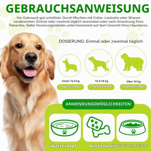Behandlung von Hefepilzinfektionen bei Hunden – Natürliche Anti-Hefepilz-Tropfen, Linderung von Ohr- und Hautjucken, Linderung von Allergiesymptomen, 60 ml