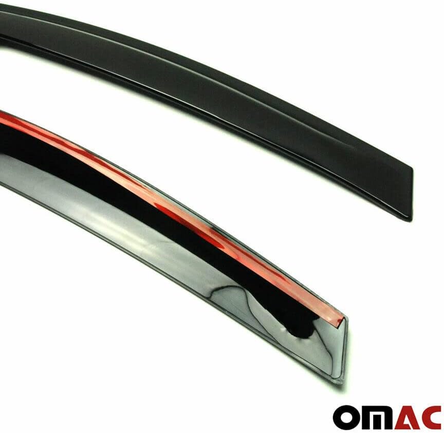 OMAC Rain Guards for RAM Promaster 2014-2023, Side Window Wind Deflector, Vent Visor, Sun Shade, Acrylic, 2 Pieces, Smoke Black