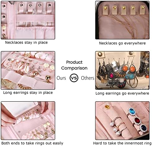bagsmart Jewelry Organizer Roll Travel Jewelry Storage Bag for Necklace, Earrings, Rings, Bracelet