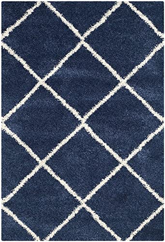 Image of Super Ultra Modern Soft Shaggy Handcrafted Anti-Skid Silk Touch Carpet, Size 12x18 Feet, Color Navy BLUE1