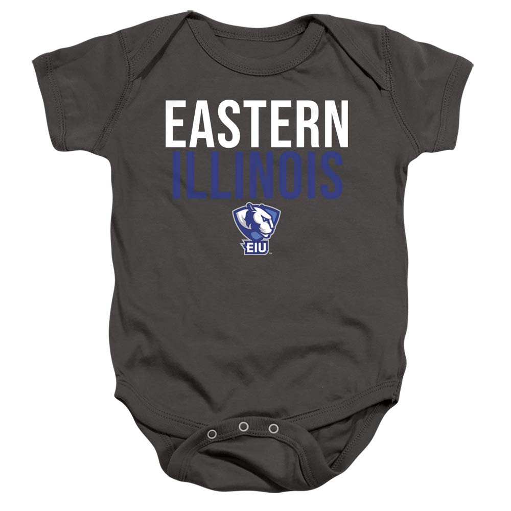 Eastern Illinois University Official Stacked Unisex Infant Snap Suit for Baby,Charcoal, 18 Months