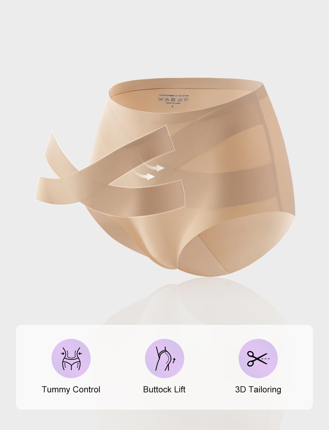 SheCurve Seamless Light Shaping Panties, Tummy Control Shapewear Underwear, Comfortable Body Shaper Short Brief