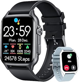 Smartwatch Herren Uhr Fitnessuhr Armbanduhr: 2,0" Touchscreen Smart Watch Uhren mit Telefonfunktion Blutdruck Schrittzähler Wasserdicht Sportuhr Fitness Tracker Herzfrequenz Kompatibel Android iOS