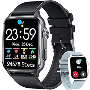 Smart Watch Men Fitness Tracker: 2.0″ Touch Screen Mens Smartwatches Activity Trackers with Bluetooth Call Waterproof Blood Pressure Heart Rate Oxygen Sleep Monitor Sports Watches for Android iOS