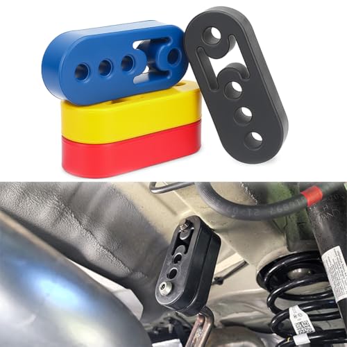 Ywdiml 4PCS Car Exhaust Hanger, Rubber 4-Hole Adjustable High-Density Vehicle Tailpipe Damping Hanger, Exhaust Pipe Insulator Bushing Muffler Mount, Universal for Most Vehicles (Yellow)