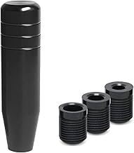 5" Heavy Weighted Shifter Knob, Universal Aluminum Alloy Car Gear Lever Metal Stick Shift Handle, Shifter Knobs Retainer for Manual Automatic Vehicles with 3 Adapters (Black)