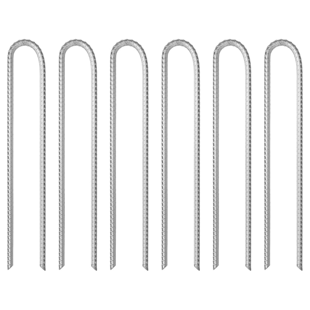 6 piquetas en forma de U, 37 cm de diámetro, 10 mm, acero galvanizado, para accesorios de tienda de campaña, camping, senderismo, exteriores, trekking, festivales, fijación segura en tormenta