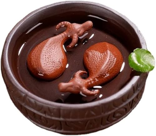 Miniatura 6 de Purple Clay Boutique - Juego de té para mascotas, ceremonia de té de pescado, cerámica que atrae dinero, lindo bonsái de carne, plantas en maceta,