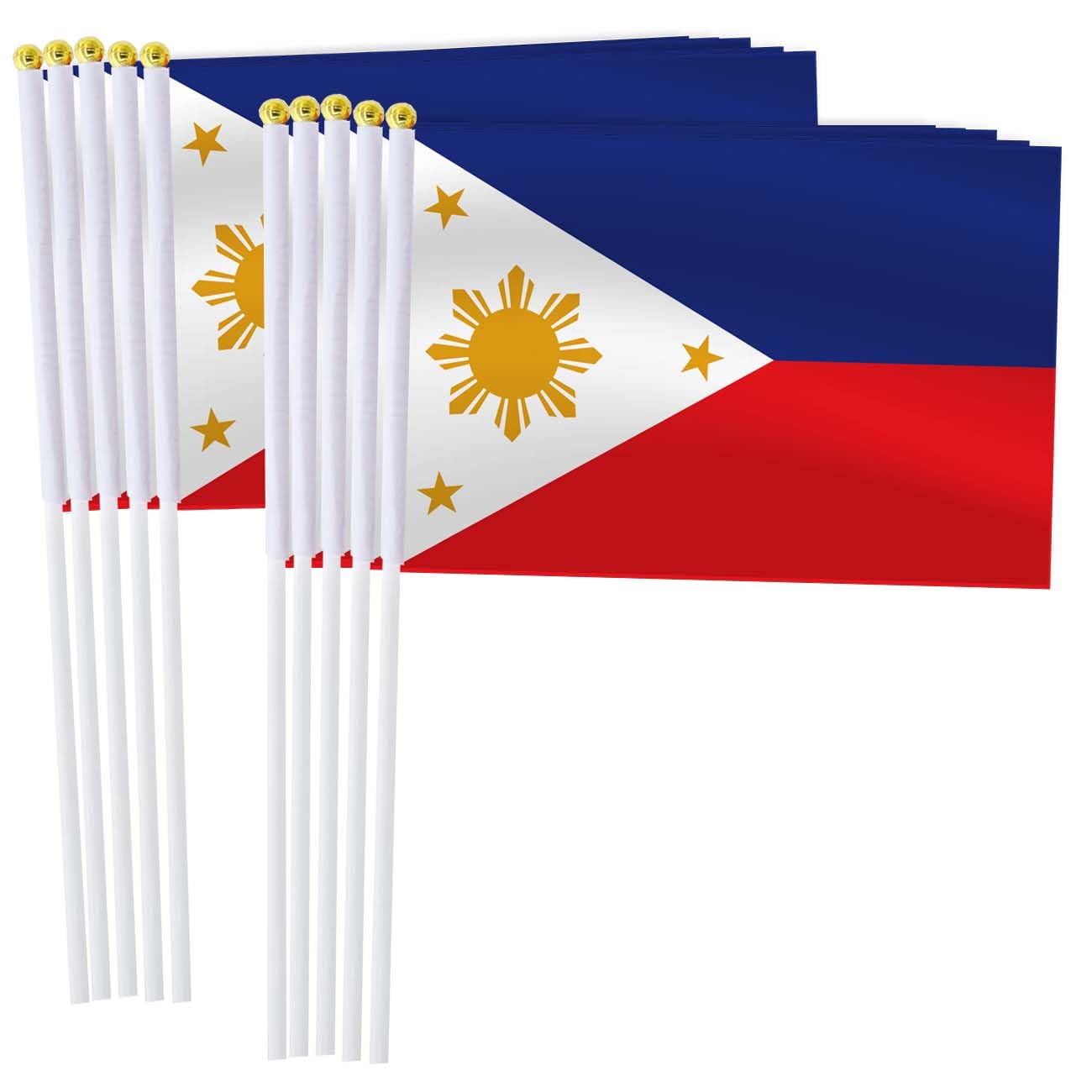 25 Pack Philippines Handheld Small Flag,Mini Filipino Hand Held Miniature Stick Decor โ image 1