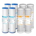5 Micron Pleated Polyester Sediment Water Filter & 5 Micron CTO Carbon Block Water Filter 10"x2.5", Whole House Pre-Filter Universal Replacement Filter