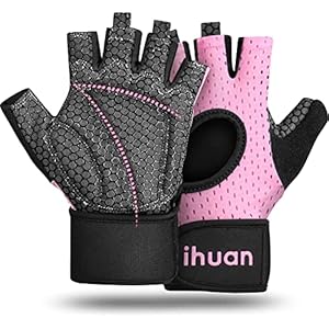 ihuan Breathable Weight Lifting Gloves: Fingerless Workout Gym Gloves with Wrist Support | Enhance Palm Protection | Extra Grip for Fitness | Lifting | Training | Rowing | Pull-ups