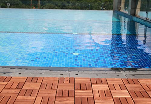 Cloverholm Hardwood Interlocking Patio Deck Tiles (Pack Of 10 12" X 12") Floor Tile, Laminate Flooring, Wood Flooring, Interlocking Floor Mats (Natural) #TOP4