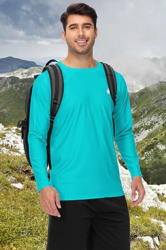 Image of AOBUTE Mens Long Sleeve Swim Shirt Quick Dry Sun Protection Rash Guard