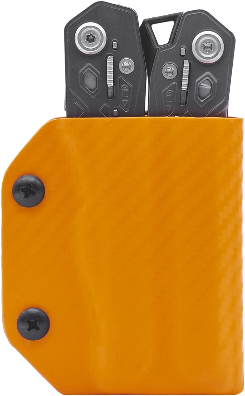 Clip & Carry Kydex Multitool Sheath for The Gerber Truss - Made in USA - Multi Tool Holder Holster - Carbon Fiber Orange