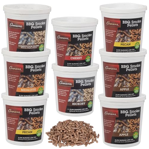 Camerons Smoking Wood Pellets (Apple, Cherry, Competition Blend, Hickory, Mesquite, Pecan) - 8 Pint Value Pack - 100% All Natural Wood Pellets for Smoker & Pellet Grill - BBQ Grilling Gift Set for Dad
