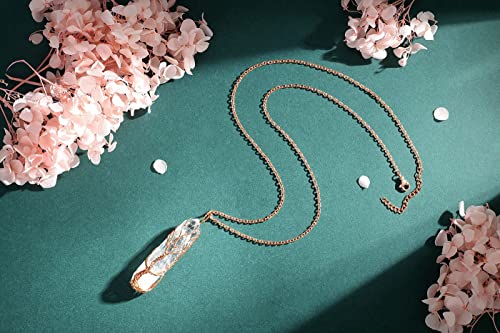 Maibaota Life Tree Necklaces For Women Clear Quartz Crystal Necklace Natural Healing Crystal Necklace Rold Plated Wire Wrapped Reiki Stone Pendant Necklace Gemstone Necklace Crystal Jewelry #TOP1