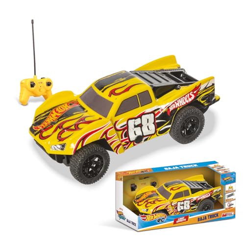 Mondo Motors Hot Wheels Baja Truck, modèle à l'échelle 1:24, jusqu'à 8 km/h de Vitesse, Voiture pour Enfants ref 63823, Couleur Jaune