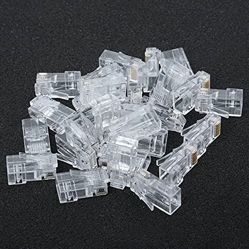 CAT6 Pass Through RJ45 Connectors End Plugs 25 Pack 8P8C 24AWG Ethernet Network Lan Flat Round Cable STP FTP Crimp Modular Gold Plated Connector CTA5e CAT5 - Image 6