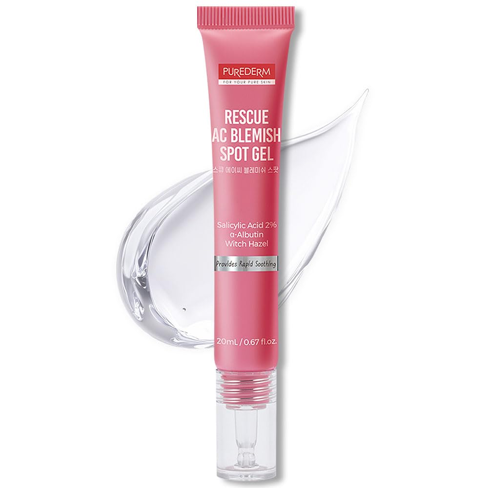 PuredermBlemish Spot Treatment Gel with Salicylic Acid 2%, Soothing Acne Care for Irritated Skin, Day & Night Use, 20ml