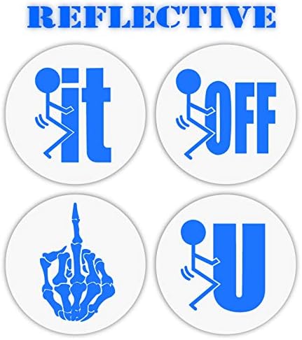 Variety Pack of 4 | 3M Reflective F**k it, Flip Off Skeleton Funny Hard Hat Stickers | Motorcycle Helmet Decal | Welding Biker Helmet Decals | Lunchbox Decals | Toolbox Label | 2" x 2" Each (Black)
