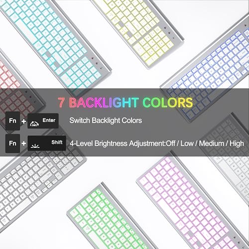 Image of Wireless Backlit Keyboard and Mouse Ultra Slim Combo, TopMate 2.4G Silent Compact 2400DPI Mouse and Scissor Switch Keyboard Set, Batteries Included, for PC /Laptop /Windows /Mac /Gaming - BL Silver White
