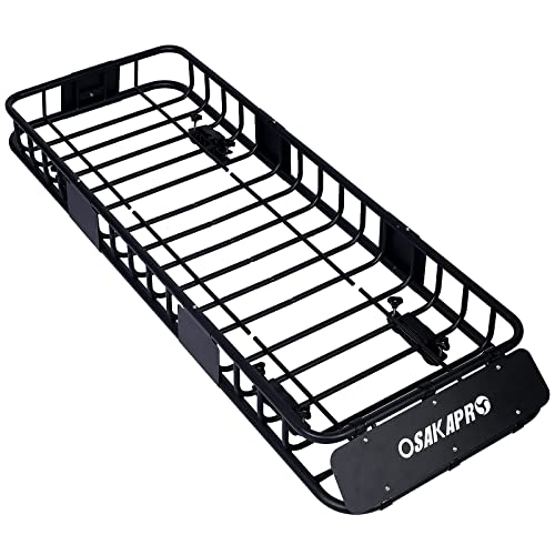 Benicabaly Versatile and Durable Rooftop Carrier Basket for Vehicles, Steel Construction, Fits Roof Racks, 64-Inch, Black