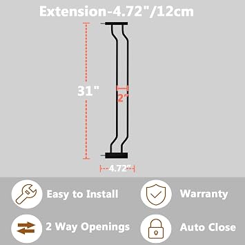 Fairy Baby Safety Gate 4.72 inch Extension for Walk Throu Pressure Mounted