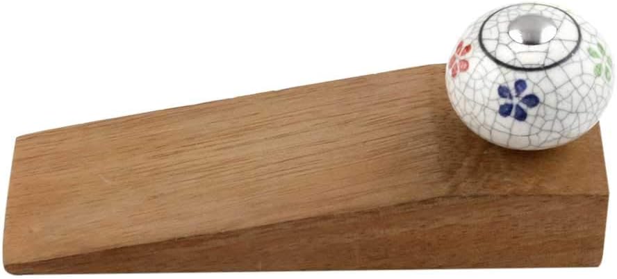 IndianShelf 4 Pieces Wood Decorative Door Stoppers for Bottom of Door- Multicolor Heavy Duty Non Slip Rubber Base Door Wedges- Sturdy Floor Door Stop for Inside and Outside