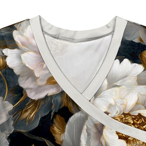 Image of SUZONANA Plus Size Dresses for Women Floral Print Maxi Dress Flowy 3 /4 Sleeve with Belt