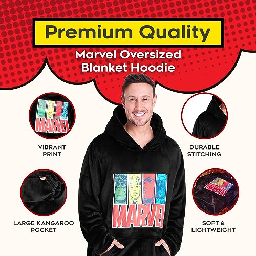 Marvel Übergroße Hoodie Decke Herren Kapuzenpullover Avengers (Schwarz)