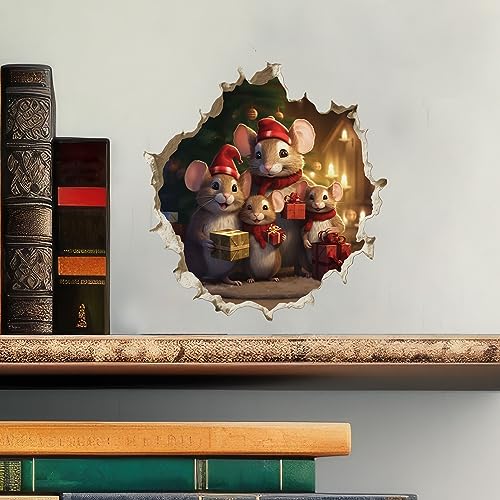 Vinilo decorativo con efecto 3D de ratones navideños miniatura 2