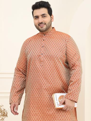 Image of SOJANYA Plus (Since 1958) Men's Cotton Linen Foil Printed Only Long Kurta