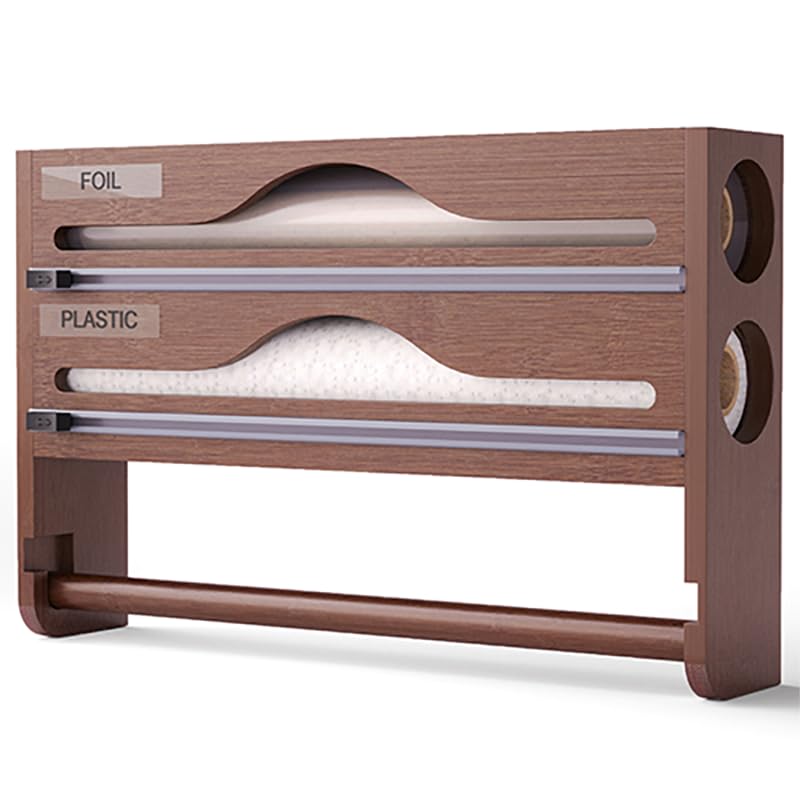 Support de rangement pour mural ou tiroir de cuisine avec porte sopalin et découpe de film