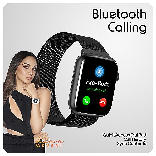 Image of Fire-Boltt Vogue Large 2.05 inch Display Smart Watch, Always On Display, Wireless Charging, App Based GPS with Bluetooth Calling & 500+ Watch Faces (Steel Black)