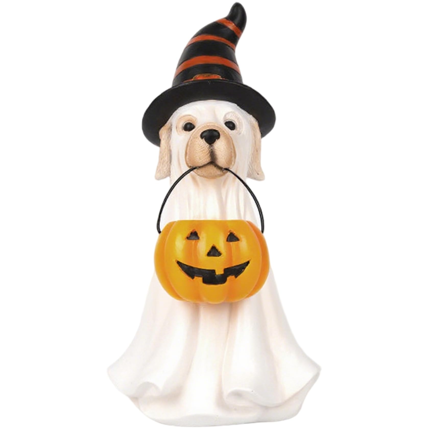 Ghost Dog 8 Inch Resin Figurine, Cute Halloween Decor, Multicolor..
