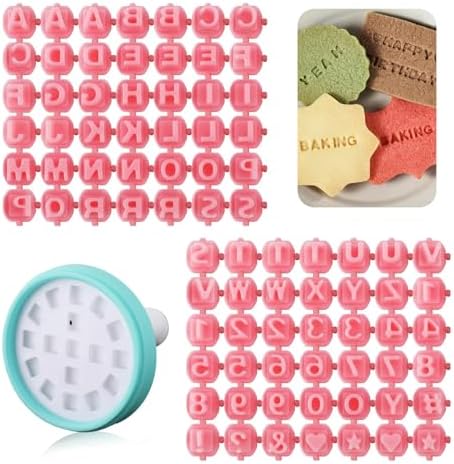 84Pcs Alphabet Cookie Stamp Set - Round Press Letter Stamps for Clay ...