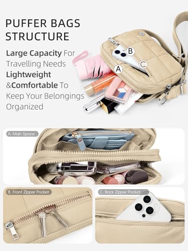 Image of WESTBRONCO Small Crossbody Bags for Women Nylon with Adjustable Strap, Zipper Crossbody Purse, 1L Shoulder Bag for Travel