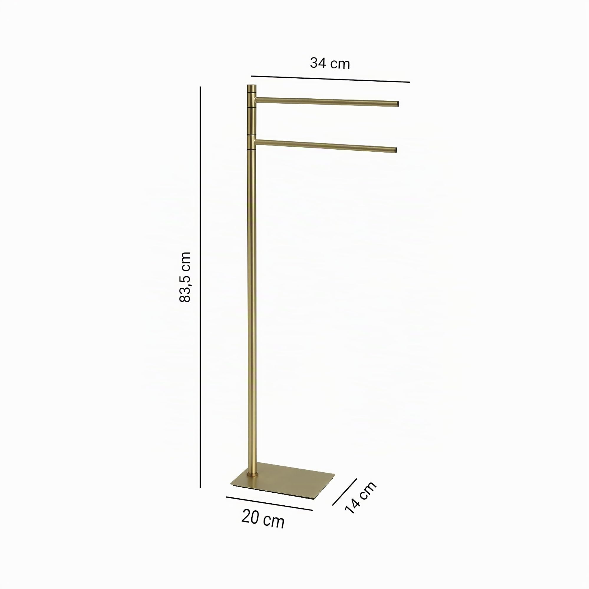 Gedy TRILLY Portasciugamani da bagno con 2 braccia, oro spazzolato, acciaio inox, 14 x 34 x 83,5