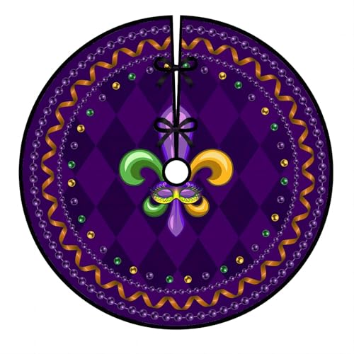Mardi Gras Tree Skirt, Carnival Tree Skirts for Carnival Christmas Decorations Tree Mat Party Decor 36inch