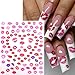 6 Sheets Valentines Day Nail Art Stickers Sexy Lip Nail Decals 3D Self-Adhesive Colorful Lips Nail Supplies Red Lip Heart Love Nail Design Pink Red Heart Lips Manicure Accessories for Women Nail Decor