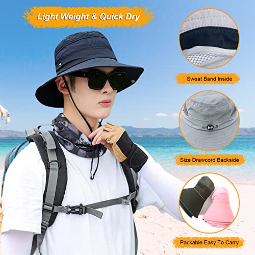 Image of Women Fishing Sun Hat Men Summer UV Protection Bucket Hats Mesh Ventilated Outdoor Hiking Gardening Beach Lawn Hat