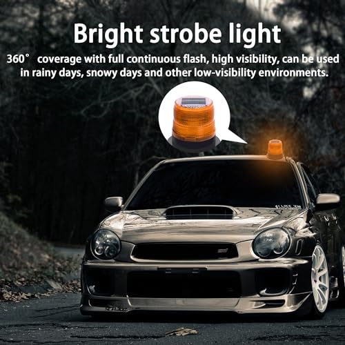 Image of Solar Strobe Warning Light: Strong Magnetic Base Waterproof Traffic Light,Solar Safety Flashing LED Lamp for Construction, Traffic, Factory, Safety Sign, Crane Tower, Boat Navigation (Red)