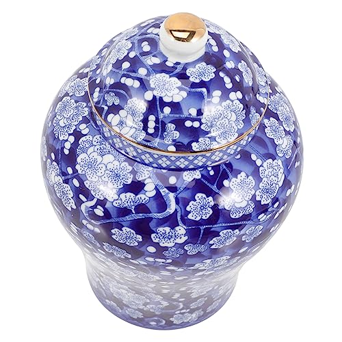TIDTALEO Ceramic Tea Canister 1300ml Sealed Porcelain Storage Jar Blue and White Porcelain Design Multi-Functional Kitchen Container for Loose Tea and Dried Fruit