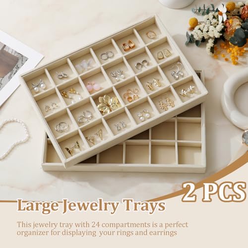 Image of Large Velvet Jewelry Tray Display Drawer Inserts 2 Pack