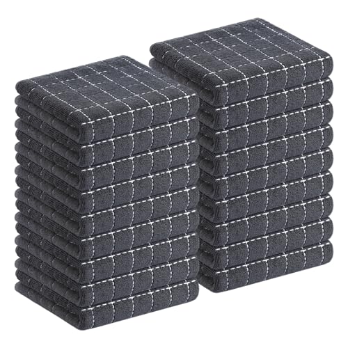 Image of Homaxy 100% Cotton Terry Kitchen Towels, 18 Pack, Dark Grey